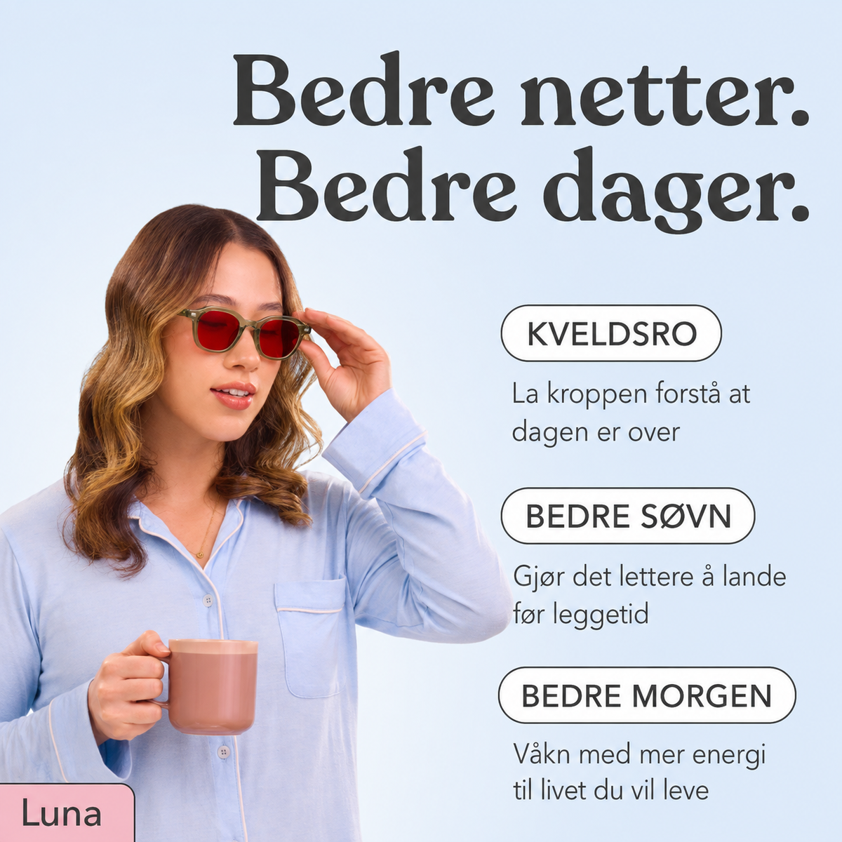 Luna™ Røde Søvnbriller — Klinisk dokumentert søvnstøtte