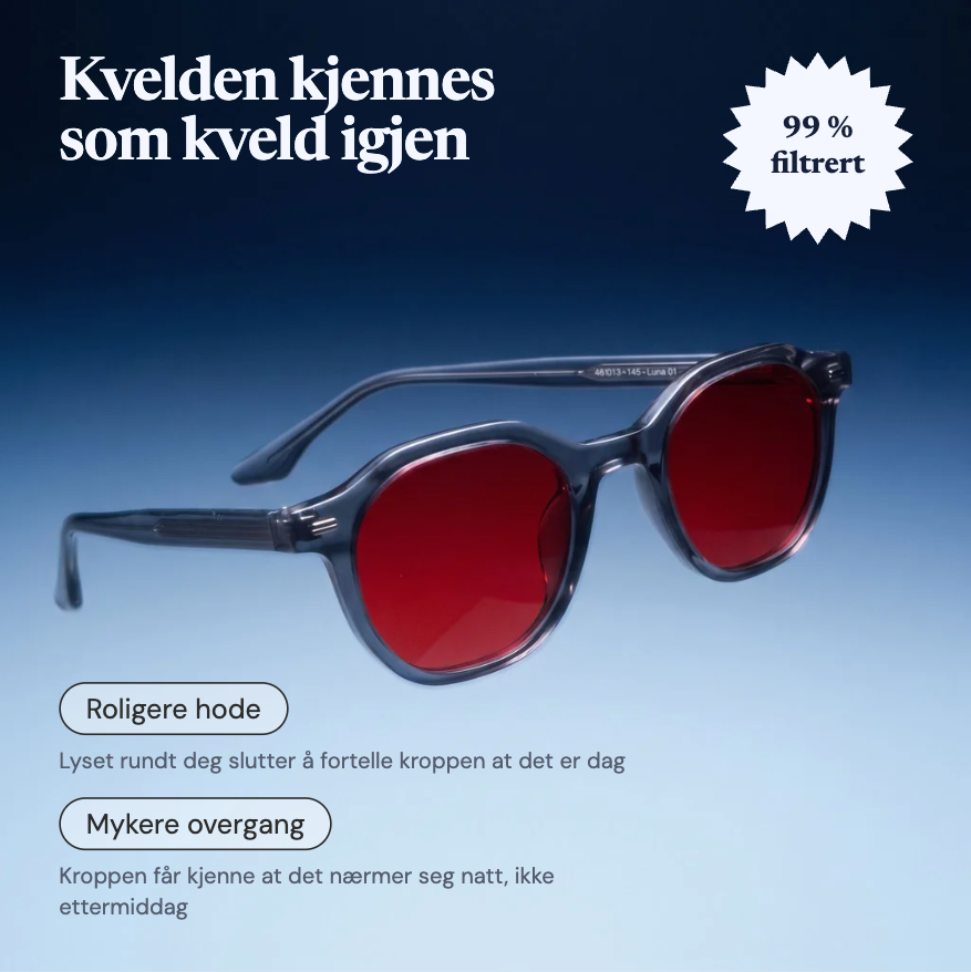 Luna™ Røde Søvnbriller — Klinisk dokumentert søvnstøtte